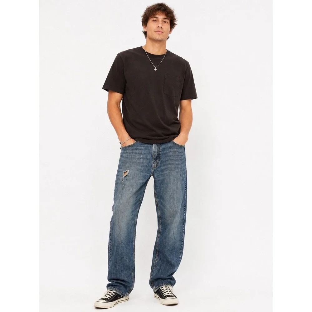 Levi 559 Relaxed Straight Jeans Mens 38x32 Blue Distressed Denim Workwear Skater